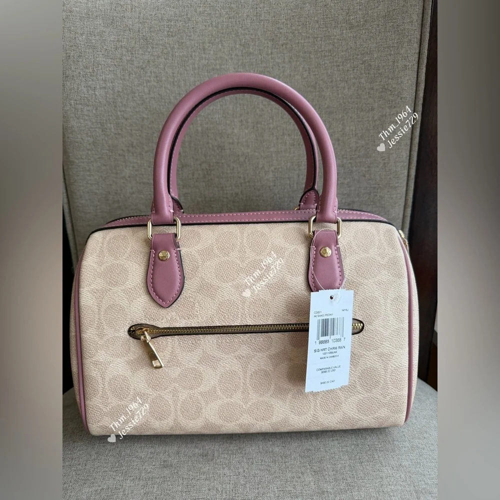 NWT！COACH Rowan Satchel Bag In Signature With Heart Charm（CDB21）fast shipping - Picture 2 of 14